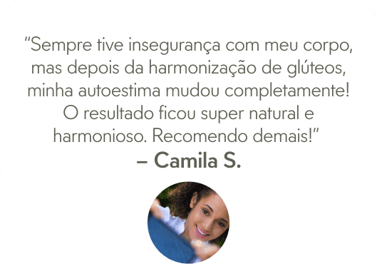 Comentário de cliente satisfeita com o procedimento aumento de glúteos